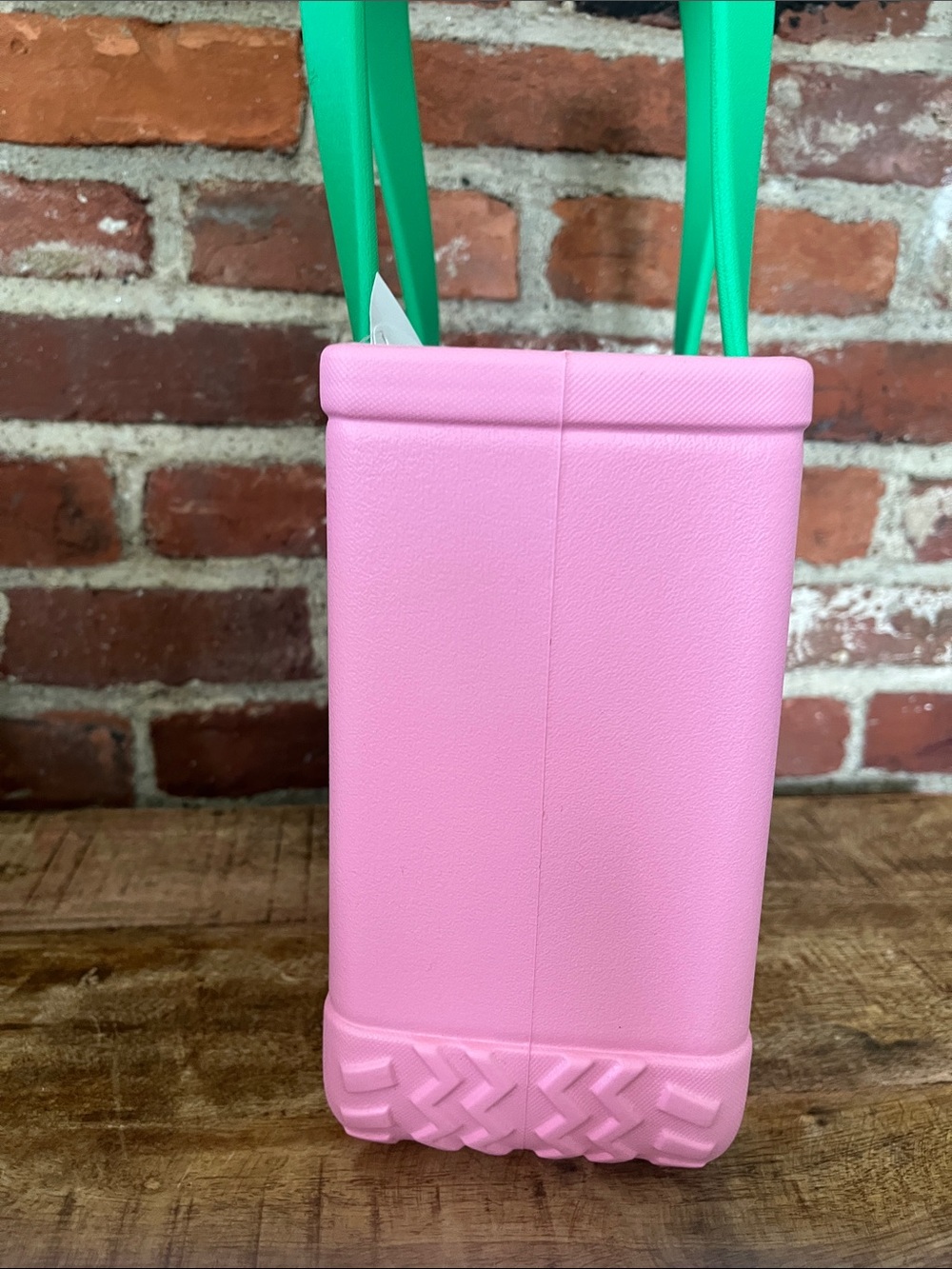 BOGG BAG Pink Tote with Green Handles and Jack-O'-Lantern Face biddy Bogg - Picture 7 of 8